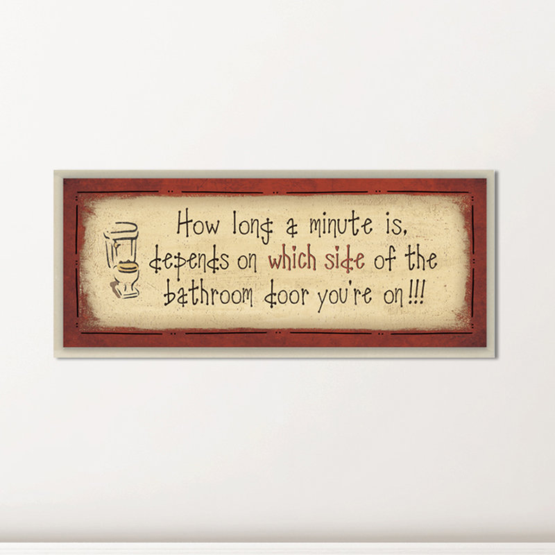« how long a minute », plaque murale de salle de bain rectangulaire