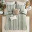 Housse de couette en coton 3 pièces pour lit très grand / très grand avec rayures contrastantes et taies décoratives