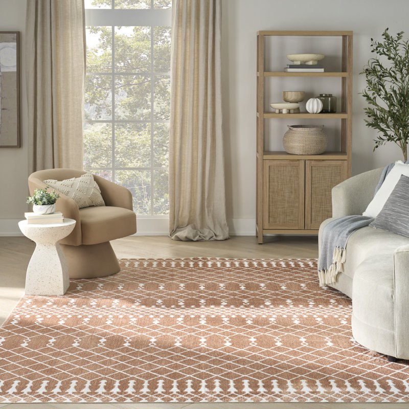 Dakota Fields Burrillville Machine Washable Copper Bohemian Indoor Rug, Rectangle 7'10" x 10'