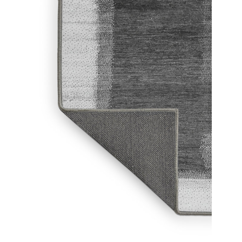 Tapis abstrait gris tissé à la machine Emmasue, Rectangle 2 pi x 3 pi