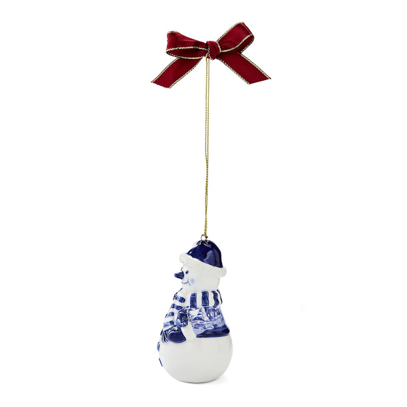 Ornement bleu en forme de bonhomme de neige italien