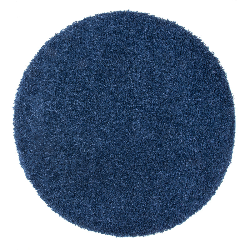 Tapis bleu touffeté à la main Assar, Rond 5 pi