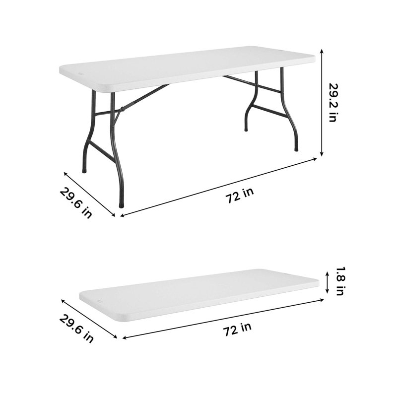 6-Foot White Resin Folding Banquet Table with Steel Frame
