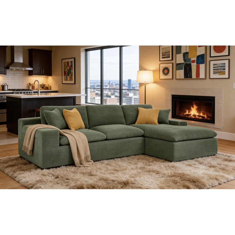 Fogshire Sectional, Right Hand Facing, Dark Green