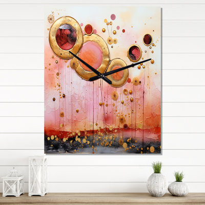 Escape To Serenity Vintage Gold Watercolor II - Modern Geometric Vintage Wall Clock