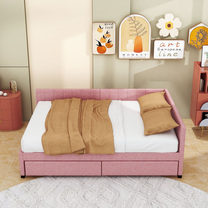 Full / Double Daybed With Two Drawers, Pink