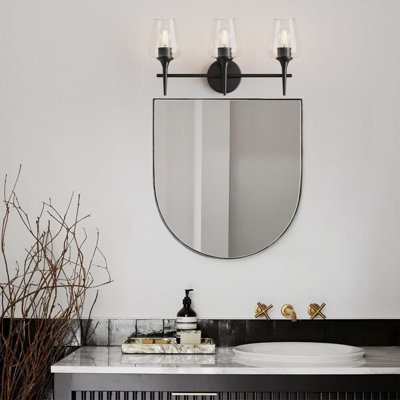 Bathroom Vanity Light Fixture, 3 Light Modern Vanity Lighting fixtures, Bathroom Lighting Fixtures Over Mirror, Bathroom Wall Lamp with Clear Glass for Bathroom, Hallway, Bedroom with E26 Socket