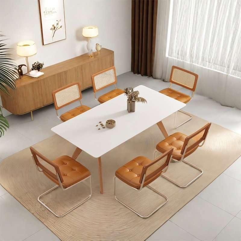 Rectangular rock plate dining table sets, 29.52"H x 70.86"L x 35.43"W