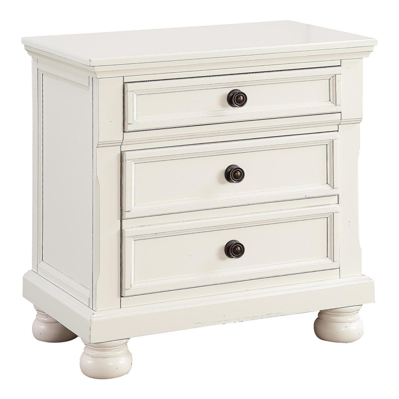 Table de chevet avec tiroirs cachés, Blanc