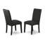 L'ensemble 3 pièces de table et chaises de cuisine comprend une table ronde avec piédestal et 2 chaises en tissu de couleur noire, noir-109973231-109973230