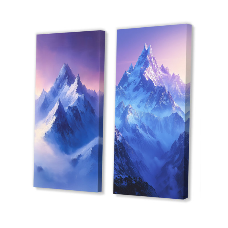 «Alaska Snow Capped Summits At Twilight III», art mural 2 panneaux, H 28 po x l 25 po, Toile tendue, Ne s'applique pas