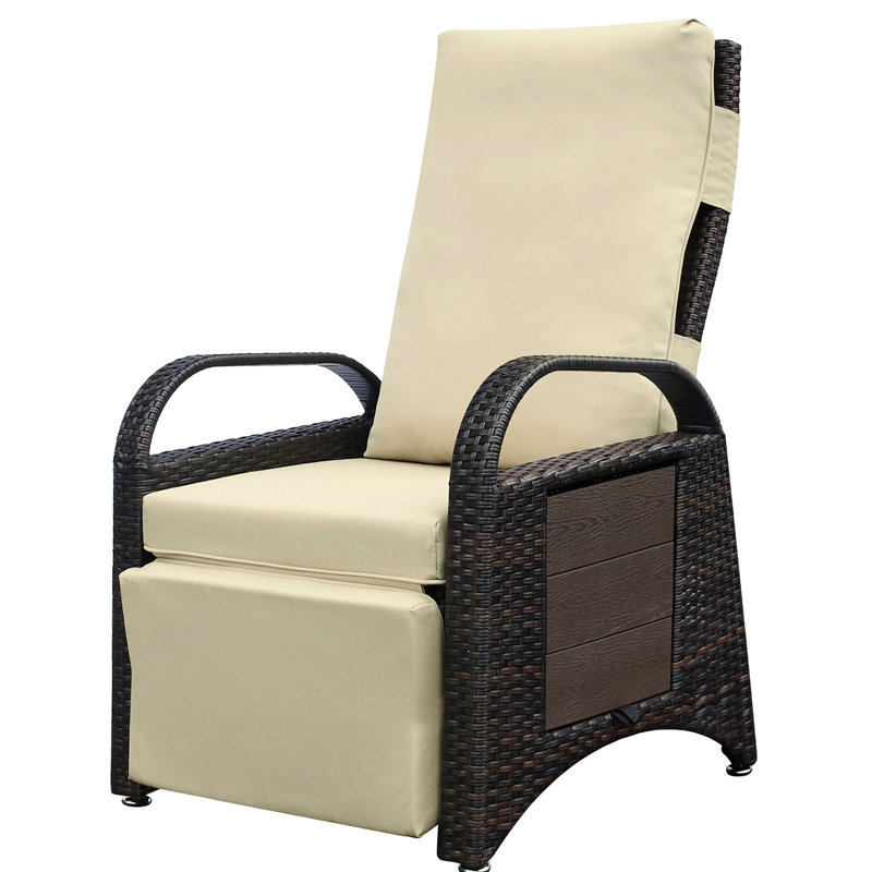 Fauteuil inclinable d'extérieur confortable avec table cachée kaki - matériau réglable