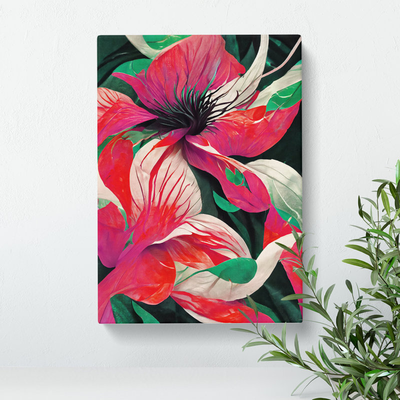 Flowing Abstract Flowers No.5 - Wrapped Canvas, 50cm H x 35cm W x 3cm D