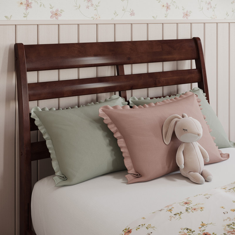 Ashmun Solid Wood Sleigh Slat Panel Headboard, Walnut, Twin