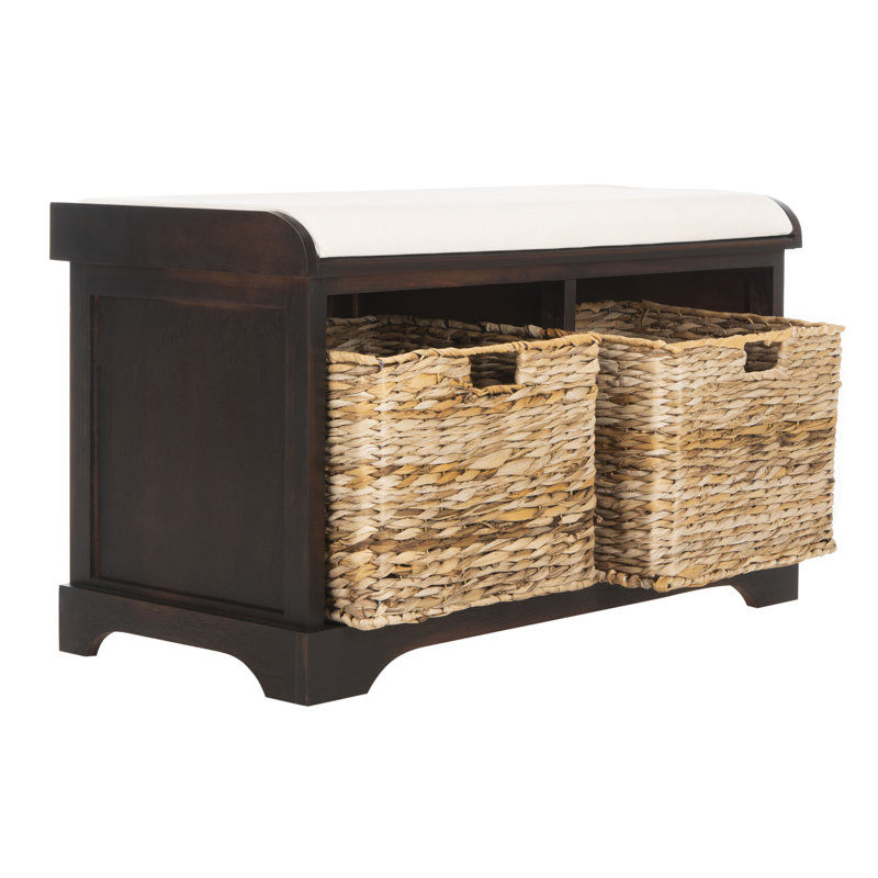 Briananthony Linen Upholstered Storage Bench, Brown