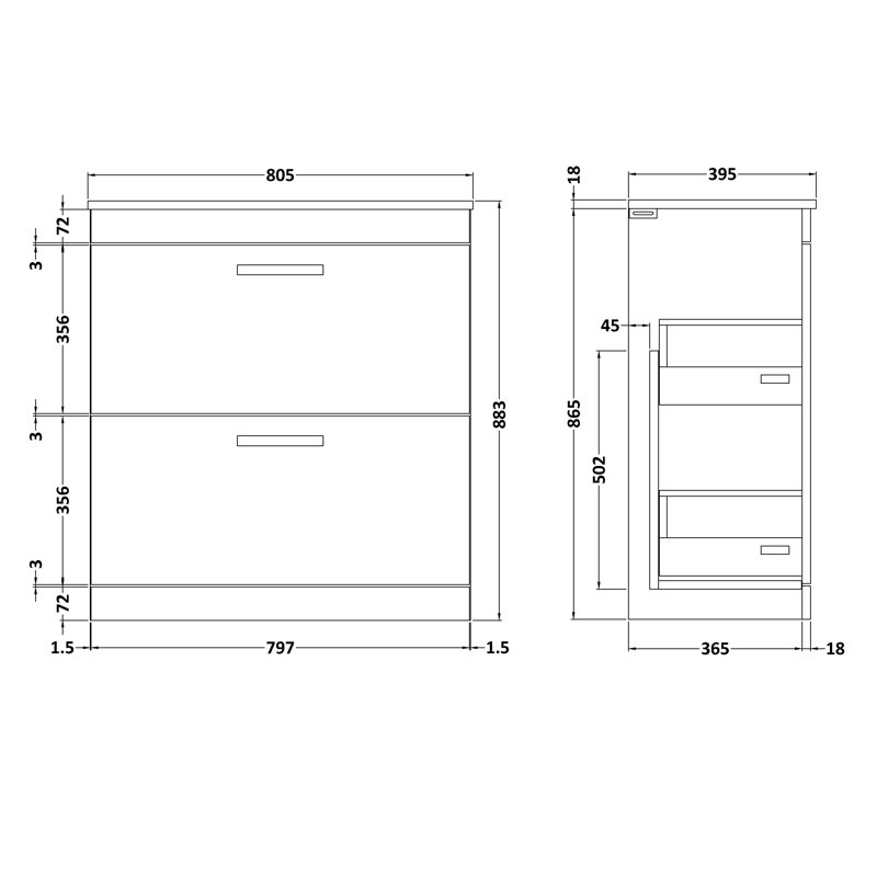 Athena 805mm Single Bathroom Vanity with Integrated Ceramic Basin, Hacienda Black