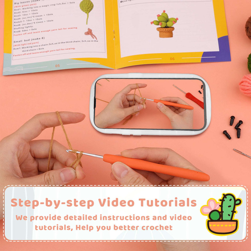 Crochet Kit for Beginners, Crochet Starter Kit for Adults with Step-by-Step Video Tutorials