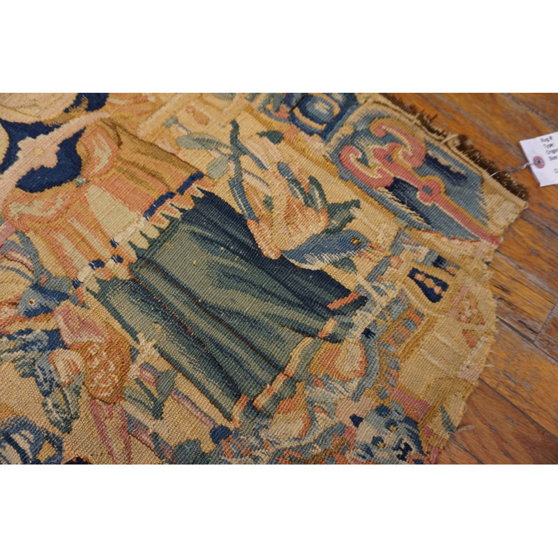 Elegant Antique Belgian Floral Tapestry Rug