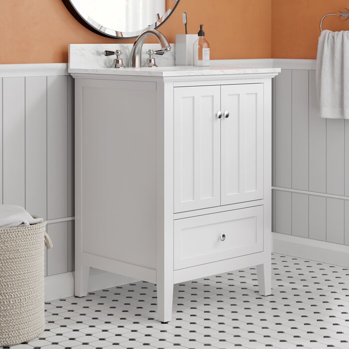 Wade Logan® Hardt 25'' Single Bathroom Vanity with Marble Top & Reviews ...