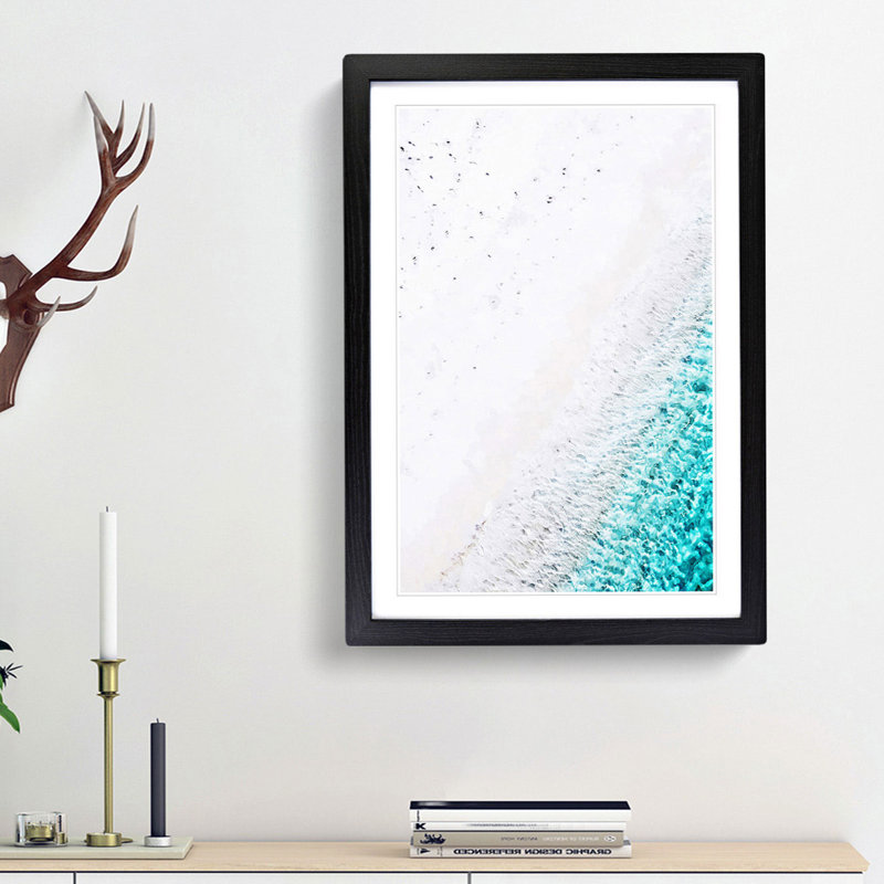 Beach in Bathalaa Maldives in Abstract - Picture Frame Graphic Art Print, 48cm H x 36cm W x 2cm D, Black Framed