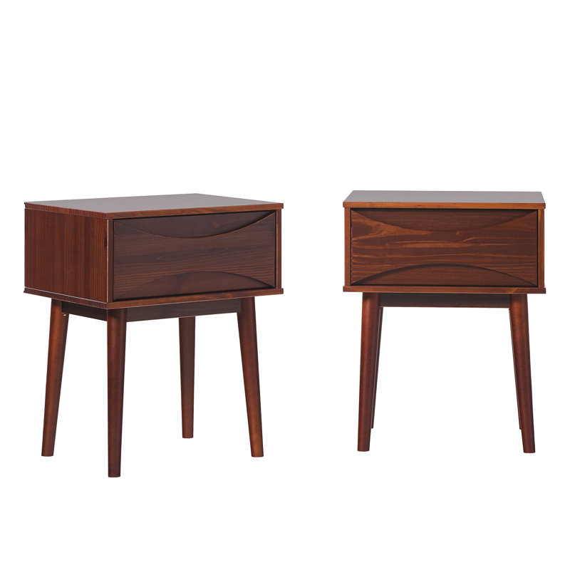 Chastina 1-Drawer Solid Wood Nightstands, Walnut