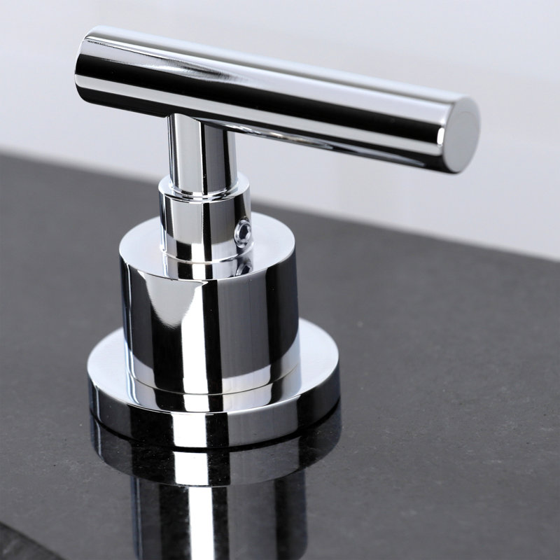 Kingston Brass Manhattan Two-Handle 3-Hole Deck Mount Widespread Bathroom Faucet with Brass Pop-Up Drain, Polished Chrome