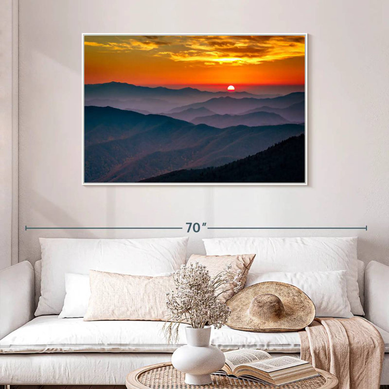 Blue Ridge Mountains, Cadre flottant blanc, 46 po x 31 po