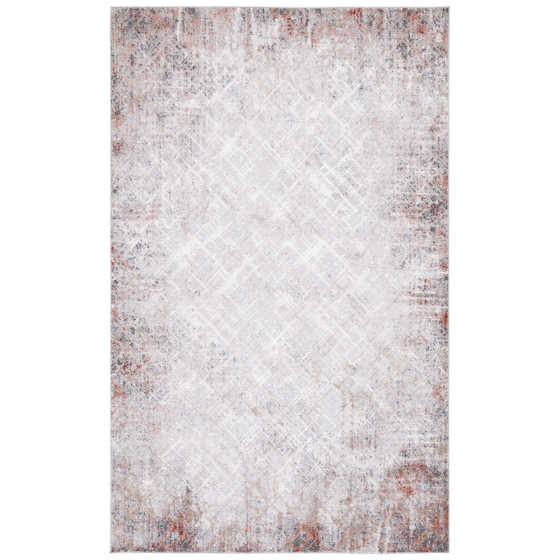 Tapis rouille / gris Vogue 158, Rectangle 9 pi x 12 pi