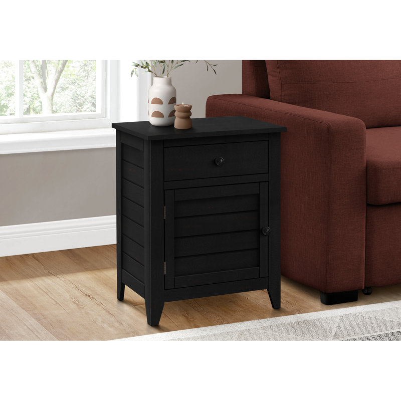 Table d'appoint en placage noir avec métal - Rangement pour petits objets dans la chambre à coucher et le salon