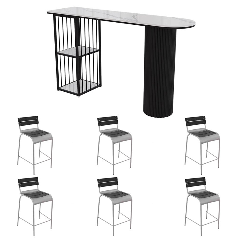 Table et chaise de bar Light Luxury, H 41,3 po x L 55,1 po x l 19,6 po, Noir / argenté, Noir