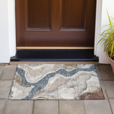 Machine Washable Indoor/Outdoor Husby ACN2219 Abstract Rug