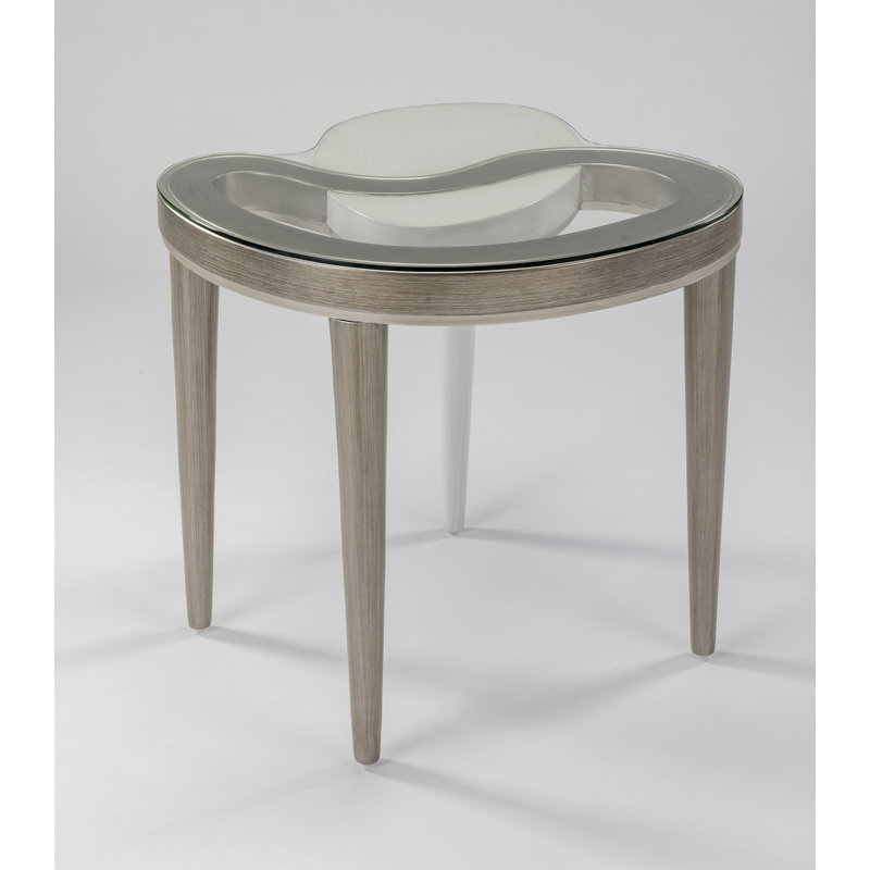End Table, White/Silver