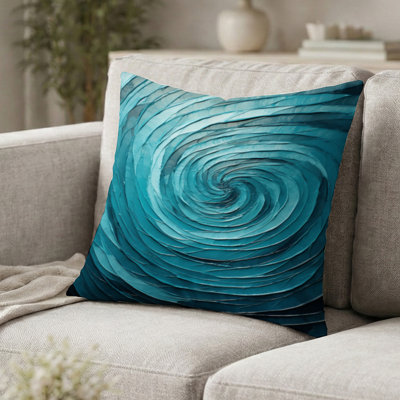Coussin bleu sarcelle torsadé Tranquility Spiral II