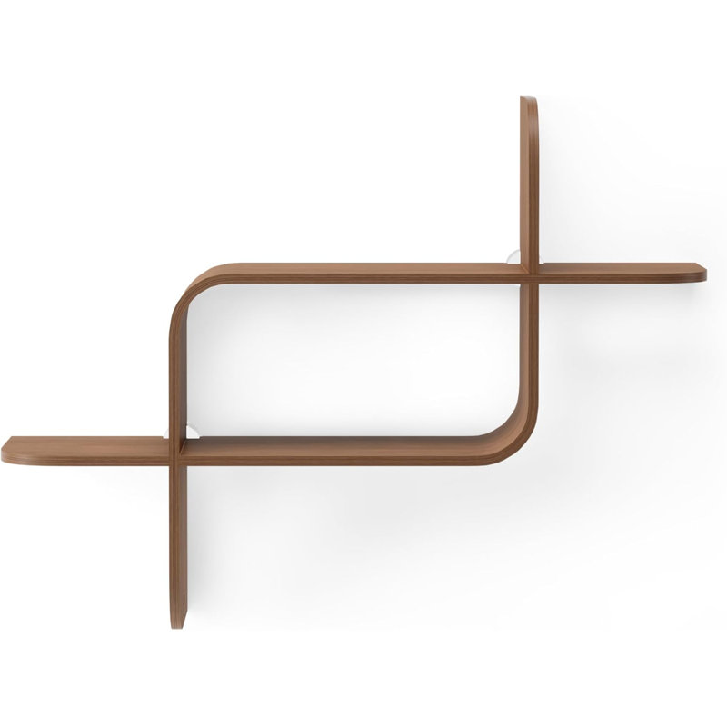 Wall Shelf - Modern Geometric Bentwood Display Shelf For Home Decor - Horizontal Or Vertical Mounting, Light Yellow Wood