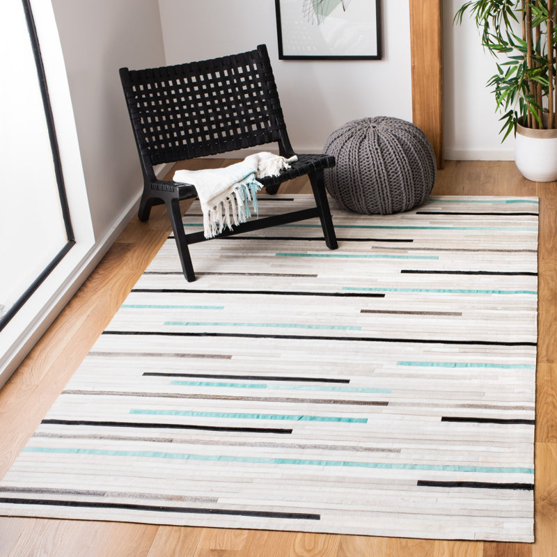 Tapis rayé ivoire, Rectangle 5 pi x 8 pi