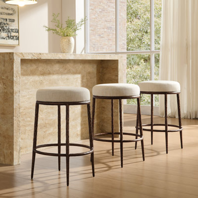 Ensemble de 3 tabourets de bar 26,5 po à hauteur de comptoir moderne sans dossier Glam