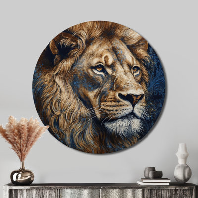 Majestic lion III - animaux, impressions sur métal rondes
