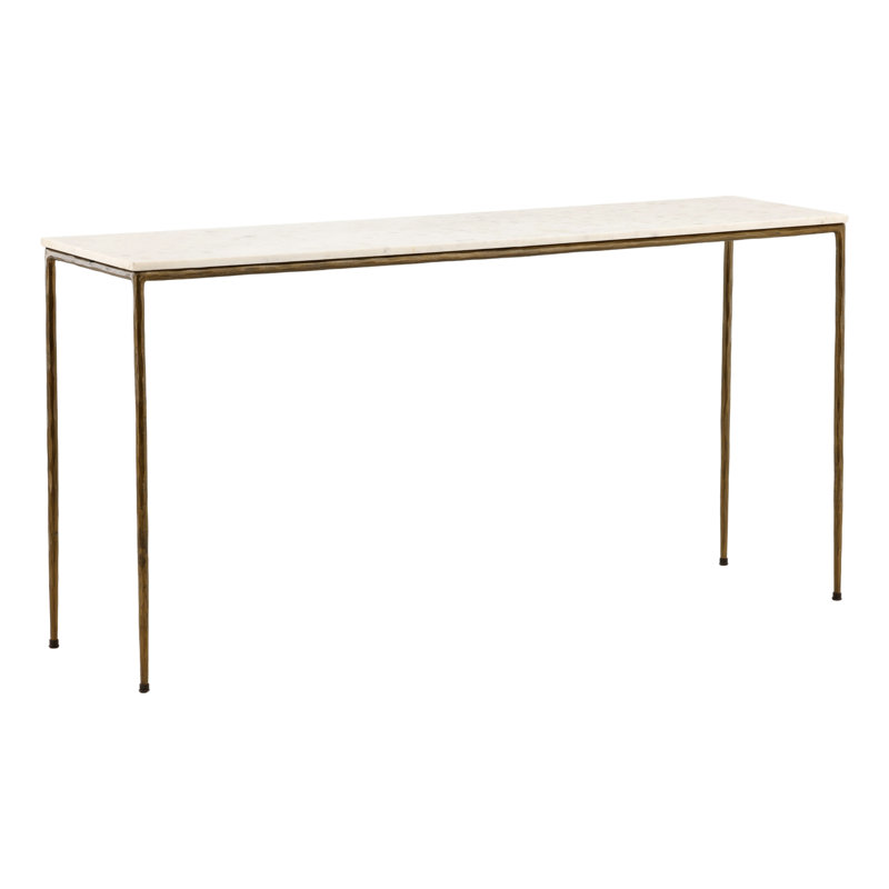 Perugia Console Table Antique Brass, White Marble/Antique Brass