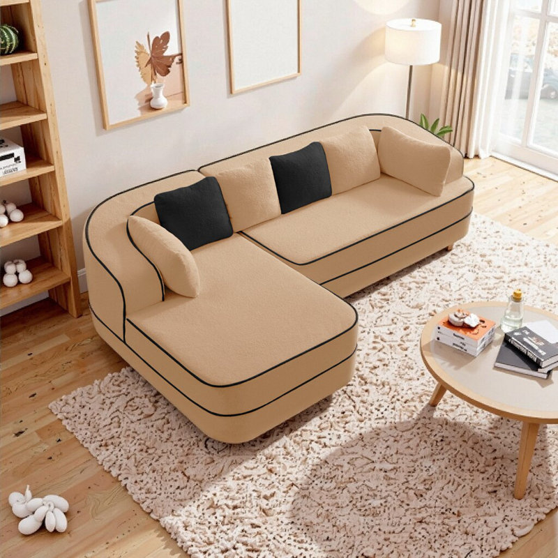 Canapé modulaire en velours Fluffy Teddy, Tanné