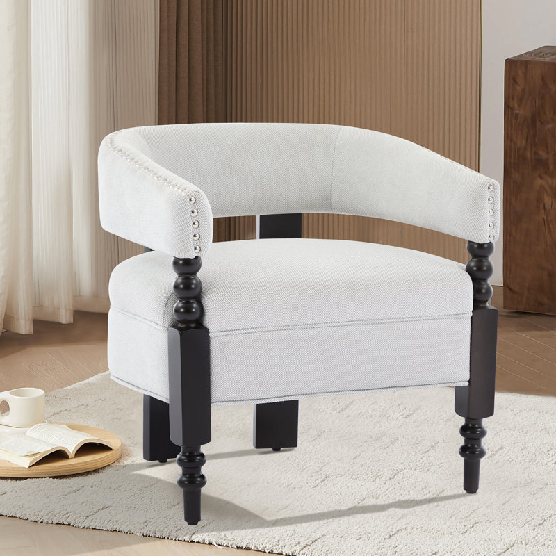 Barrel Upholstered Armchair, Light Gray