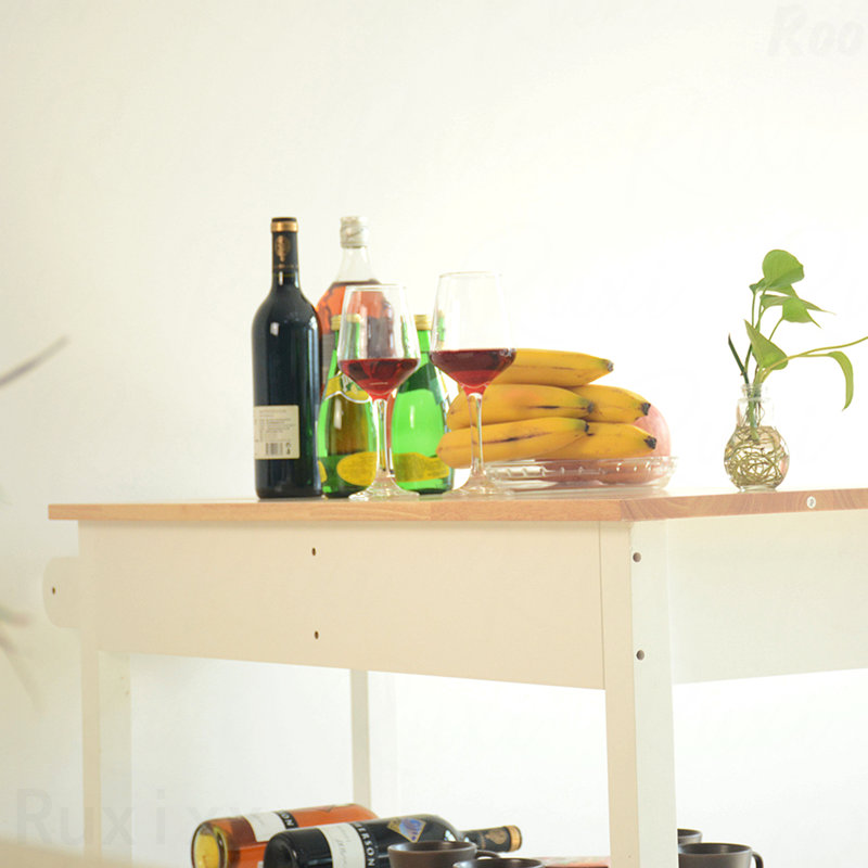 Kitchen Island & Kitchen Cart, Rubber Wood Top, Mobile Kitchen Island With Two Lockable Wheels, Simple Design For Easy Storing And Fetching, Two Drawers Give Unique Storage For Special Utensil.
