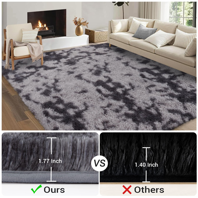 Tapis doux et teinté pour la chambre à coucher, le salon et le couloir, Gris clair, Rectangle 9 pi x 12 pi
