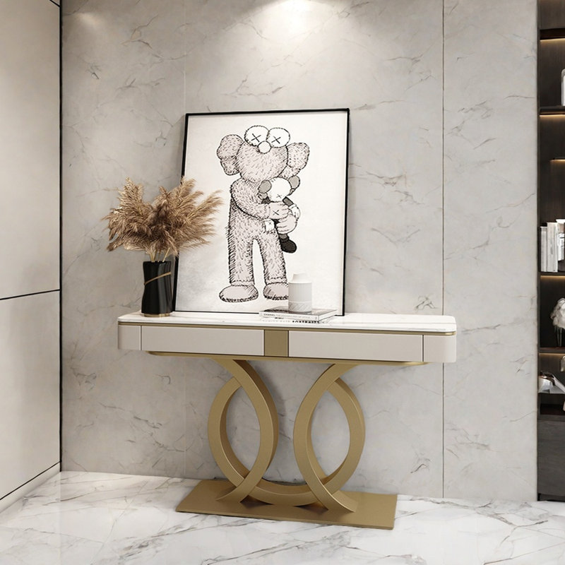 Italian Luxury Console Table, 33.5" H x 47.2" W x 13.8" D, Gold