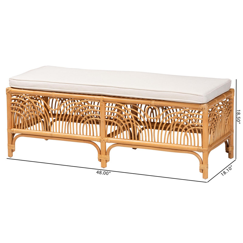 Ahyana Polyester Blend Upholstered Rattan Bench