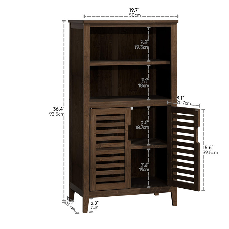 Vallie Bamboo Freestanding Bathroom Cabinet, Walnut