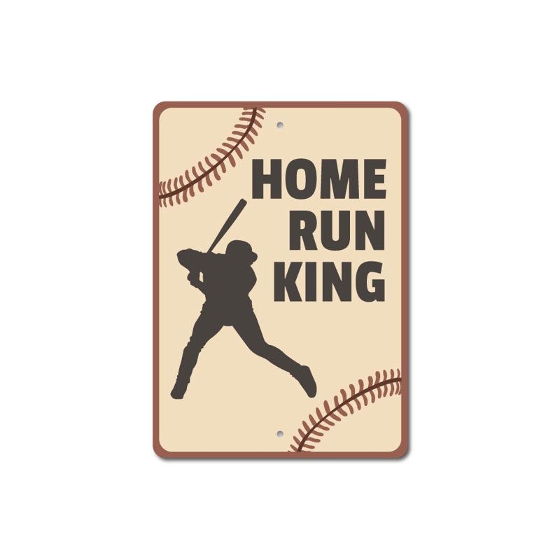 Enseigne en aluminium Home Run King, H 18 po x l 12 po x P 0,06 po