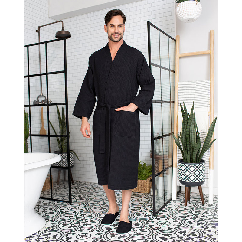 Peignoir gaufré LOTUS LINEN, TTTG, Noir