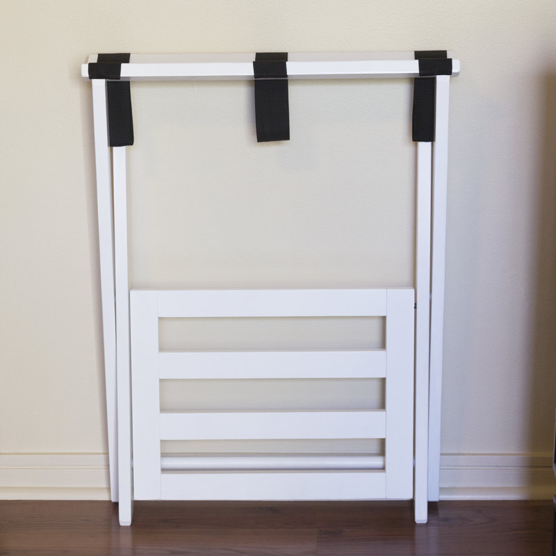 Porte-bagages pliable en bois, Blanc
