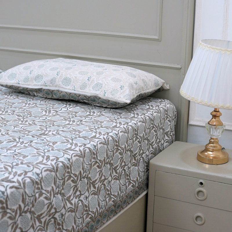 Ensemble de draps en coton Fab divine - Confort artisanal avec housses de coussin assorties, tribal, King Flat Sheet