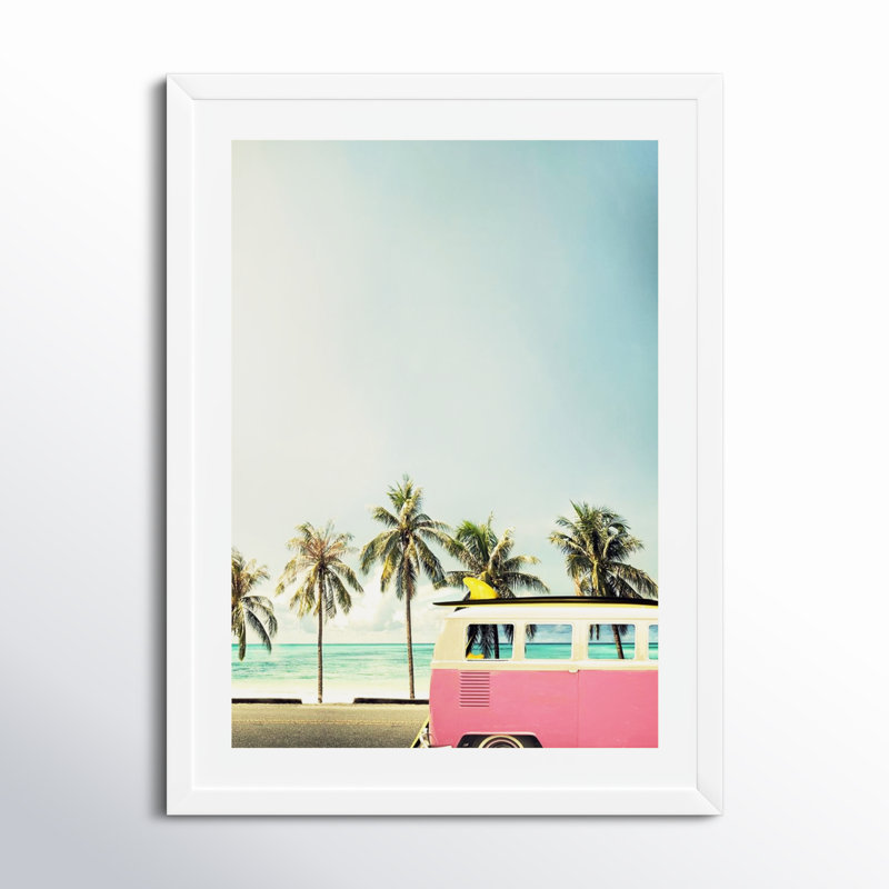 Surf Bus Pink by Design Fabrikken, 27.5" H x 21" W x 0.75" D, Matte White